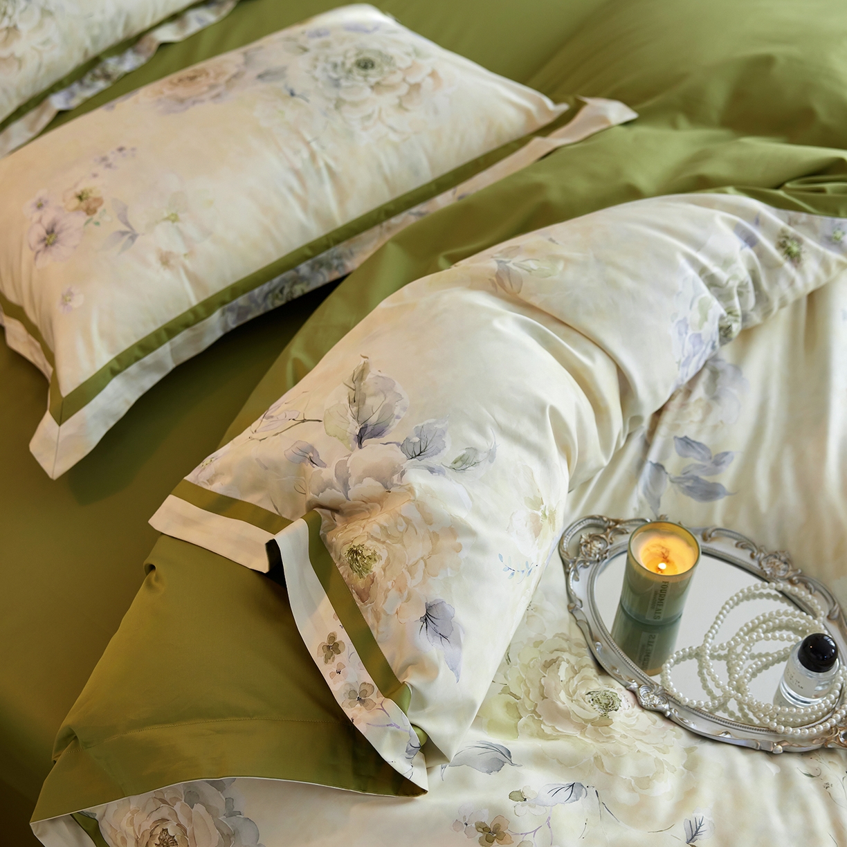 91家纺网 家纺一手货源 找家纺 轩和家居 2025新款70SA类轻奢长绒棉纯棉花四件套正品YKK拉链+精品做工 第一组 南枝