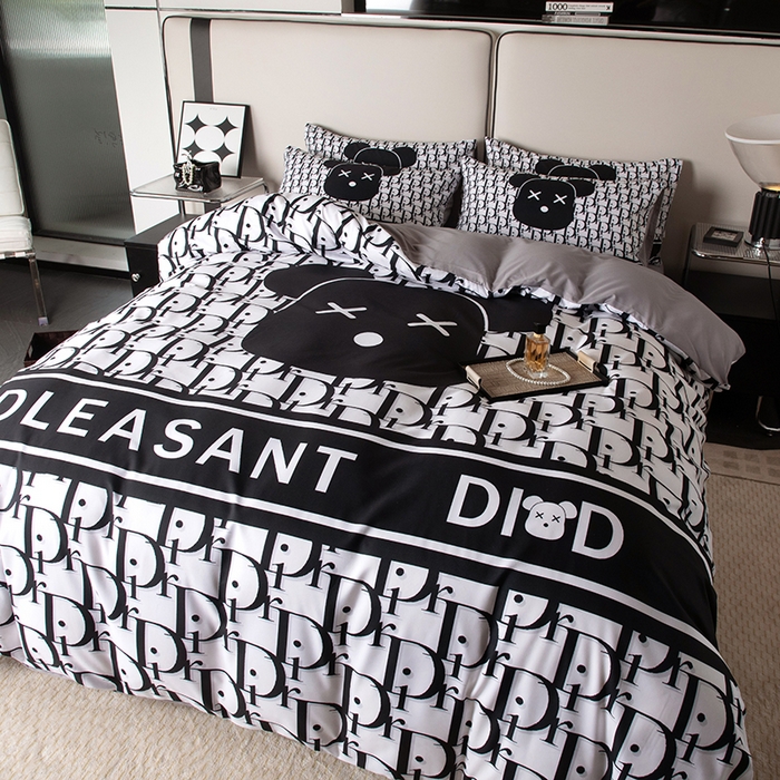 91家纺网 家纺一手货源 找家纺 摩卡（乐趣） 2025新款现代简约四季棉四季款四件套 黑白迪