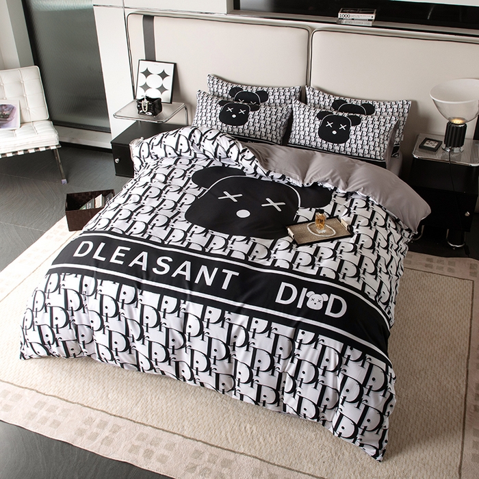 91家纺网 家纺一手货源 找家纺 摩卡（乐趣） 2025新款现代简约四季棉四季款四件套 黑白迪