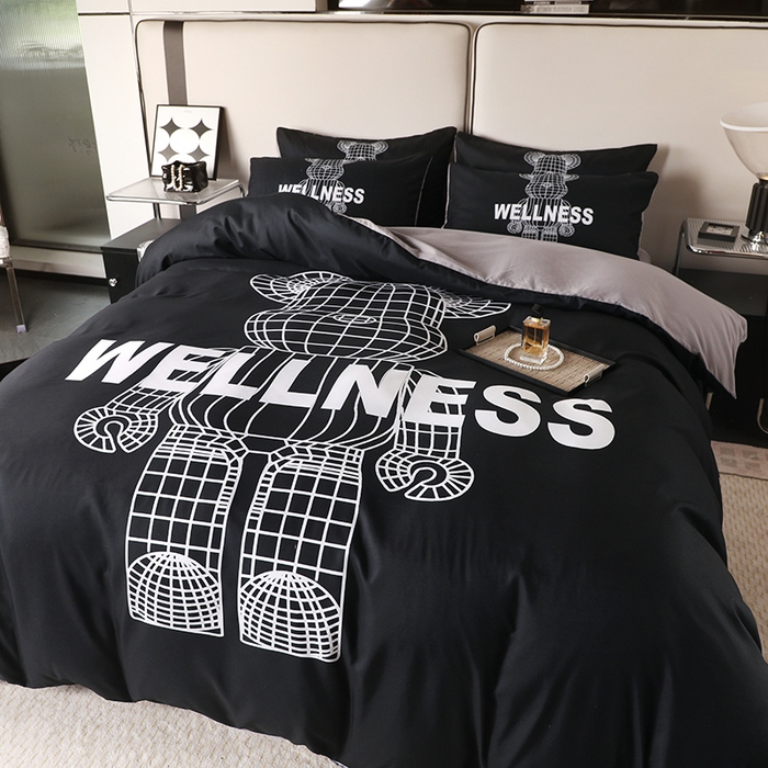 91家纺网 家纺一手货源 找家纺 摩卡（乐趣） 2025新款现代简约四季棉四季款四件套 机器熊