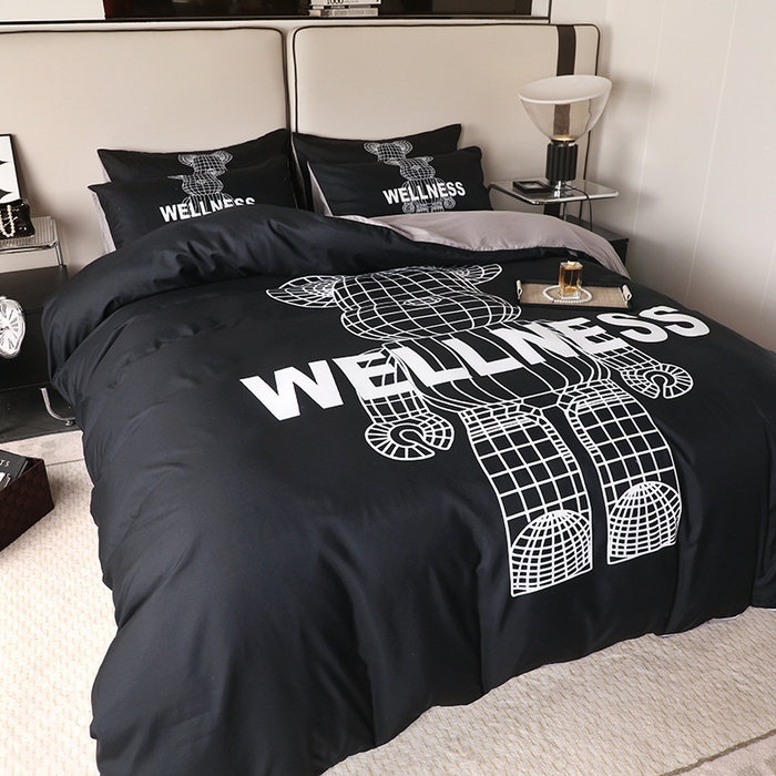 91家纺网 家纺一手货源 找家纺 摩卡（乐趣） 2025新款现代简约四季棉四季款四件套 机器熊