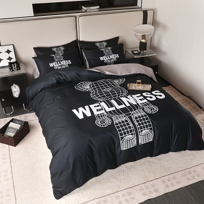 91家纺网 家纺一手货源 找家纺 摩卡（乐趣） 2025新款现代简约四季棉四季款四件套 机器熊