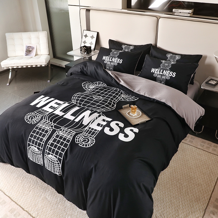 91家纺网 家纺一手货源 找家纺 摩卡（乐趣） 2025新款现代简约四季棉四季款四件套 机器熊