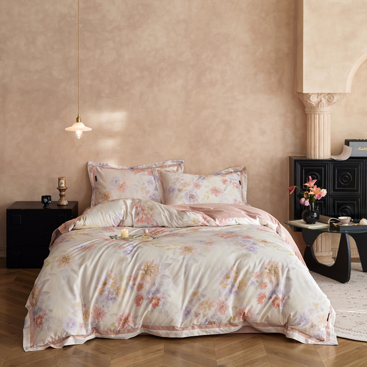 轩和家居 2025新款70SA类轻奢长绒棉纯棉花四件套正品YKK拉链+精品做工 第一组 烟洛