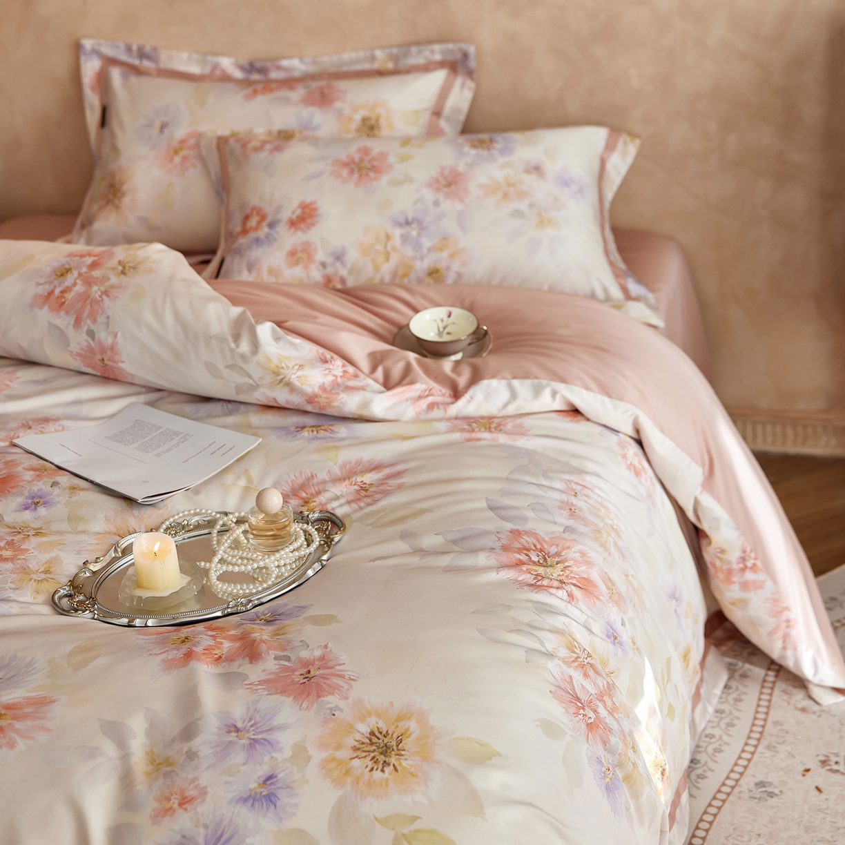 91家纺网 家纺一手货源 找家纺 轩和家居 2025新款70SA类轻奢长绒棉纯棉花四件套正品YKK拉链+精品做工 第一组 烟洛