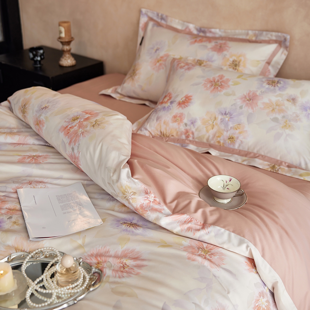 91家纺网 家纺一手货源 找家纺 轩和家居 2025新款70SA类轻奢长绒棉纯棉花四件套正品YKK拉链+精品做工 第一组 烟洛