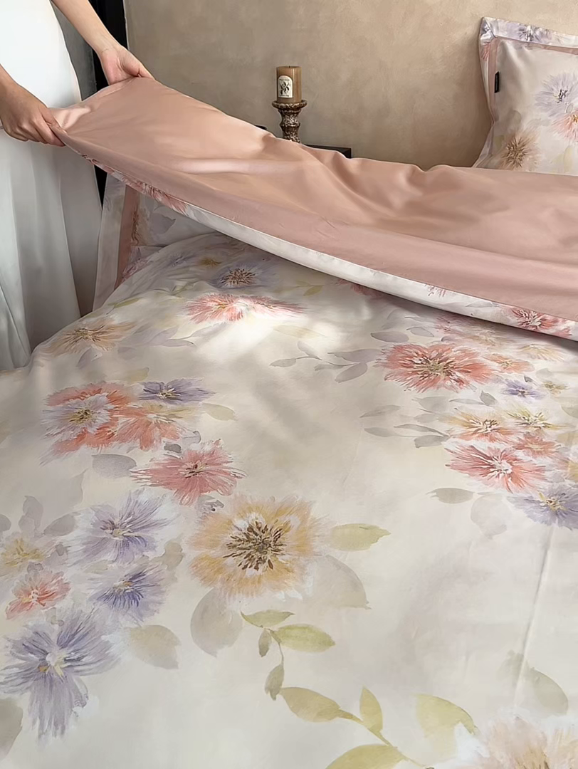 91家纺网 家纺一手货源 找家纺 轩和家居 2025新款70SA类轻奢长绒棉纯棉花四件套正品YKK拉链+精品做工 第一组 烟洛