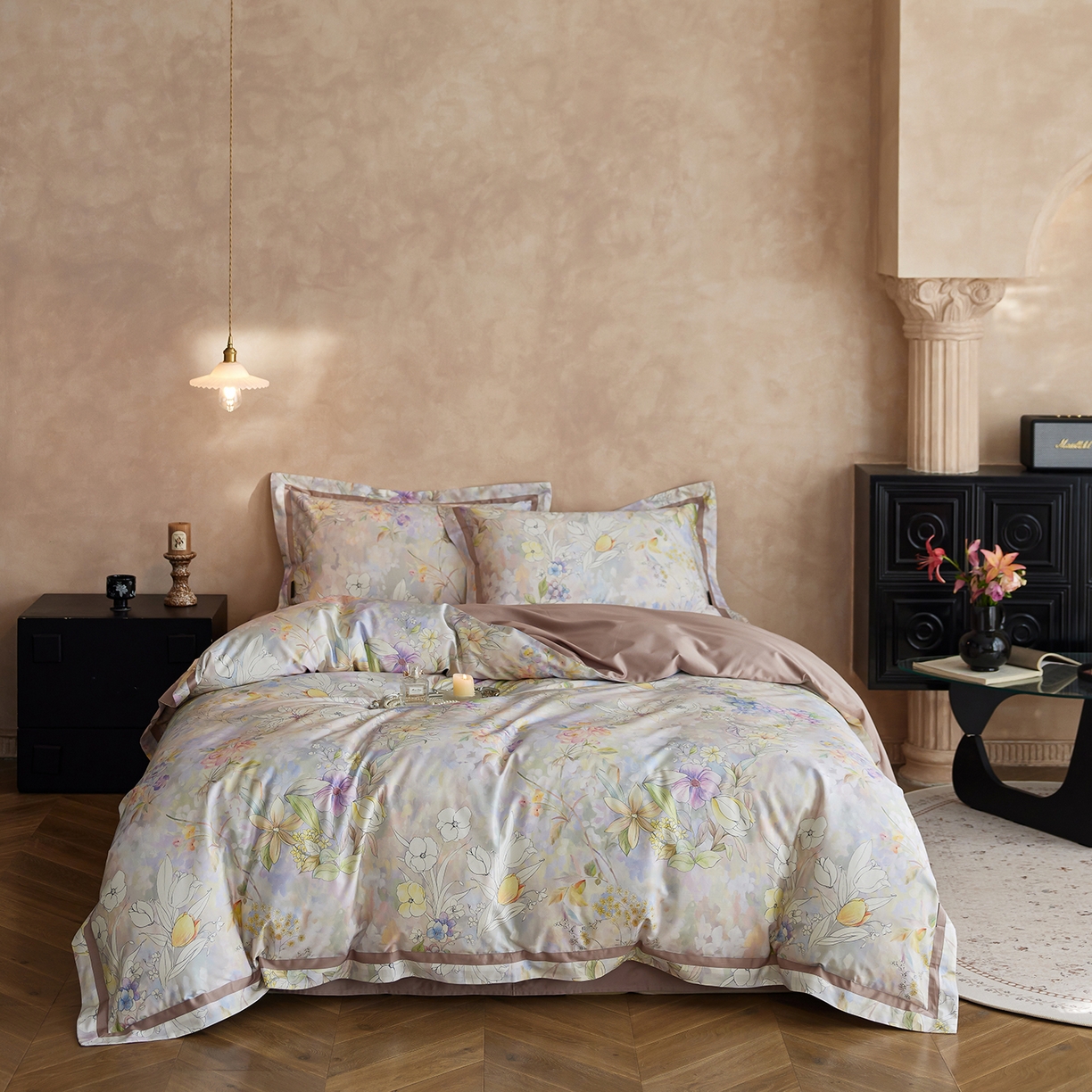 轩和家居 2025新款70SA类轻奢长绒棉纯棉花四件套正品YKK拉链+精品做工 第一组 叶景