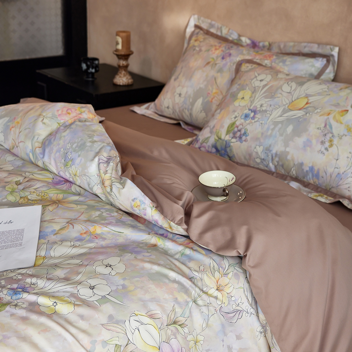 91家纺网 家纺一手货源 找家纺 轩和家居 2025新款70SA类轻奢长绒棉纯棉花四件套正品YKK拉链+精品做工 第一组 叶景