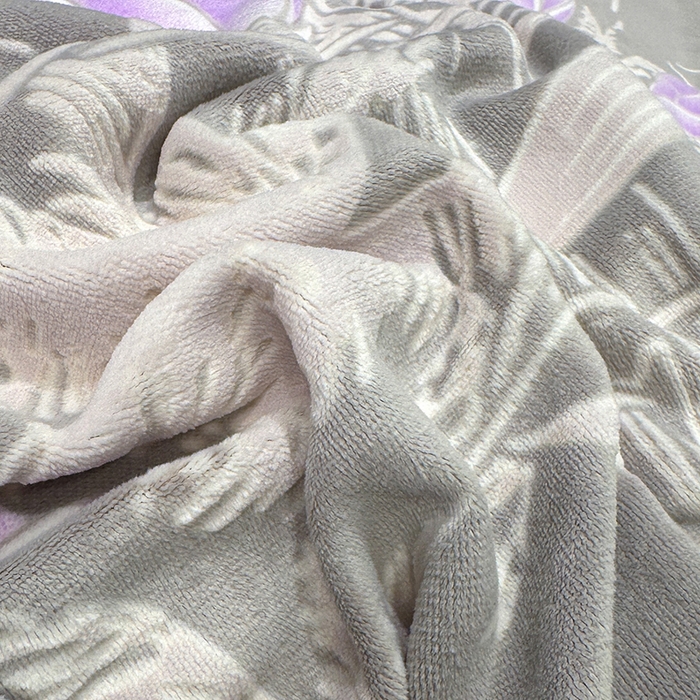 91家纺网 家纺一手货源 找家纺 云玲时尚 2025新款牛奶绒立体雕花兔毛绒包边四件套 郁金香紫