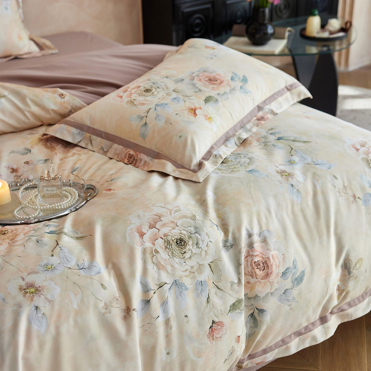 91家纺网 家纺一手货源 找家纺 轩和家居 2025新款70SA类轻奢长绒棉纯棉花四件套正品YKK拉链+精品做工 第一组 云裳