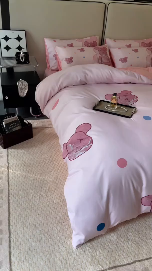 91家纺网 家纺一手货源 找家纺 摩卡（乐趣） 2025新款现代简约四季棉四季款四件套 流沙