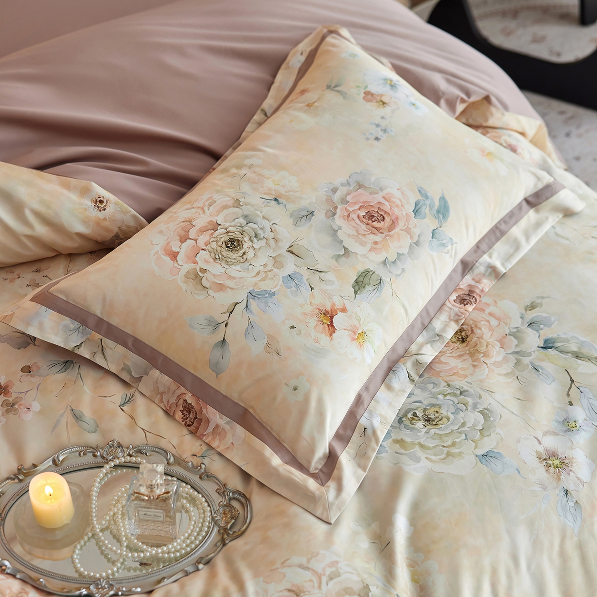 91家纺网 家纺一手货源 找家纺 轩和家居 2025新款70SA类轻奢长绒棉纯棉花四件套正品YKK拉链+精品做工 第一组 云裳