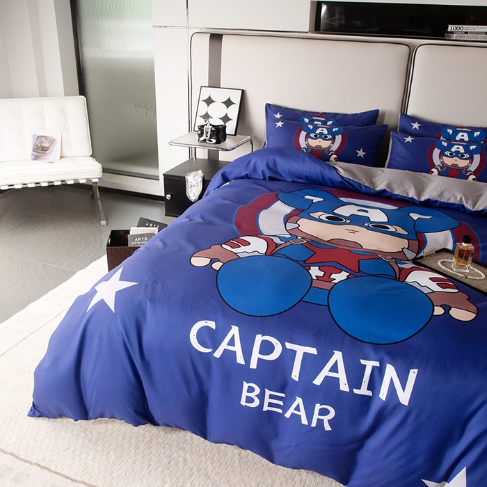 91家纺网 家纺一手货源 找家纺 摩卡（乐趣） 2025新款现代简约四季棉四季款四件套 萌熊队长