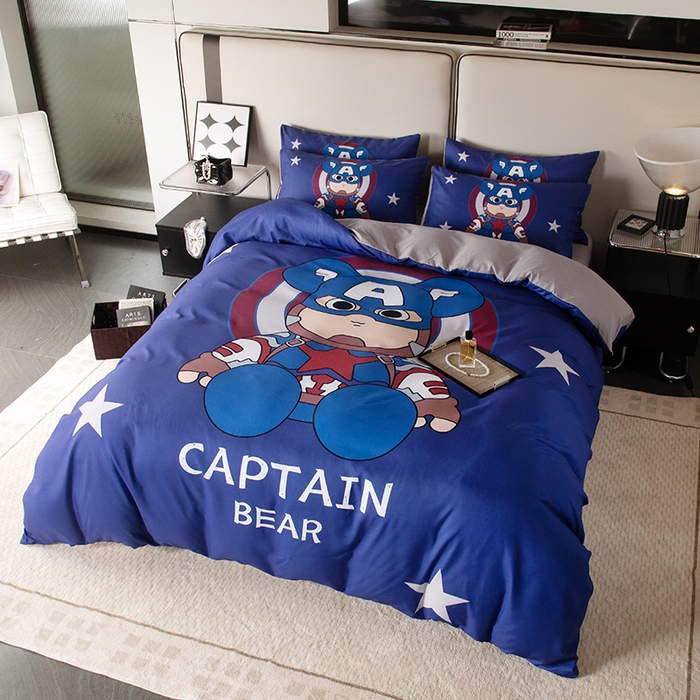 91家纺网 家纺一手货源 找家纺 摩卡（乐趣） 2025新款现代简约四季棉四季款四件套 萌熊队长