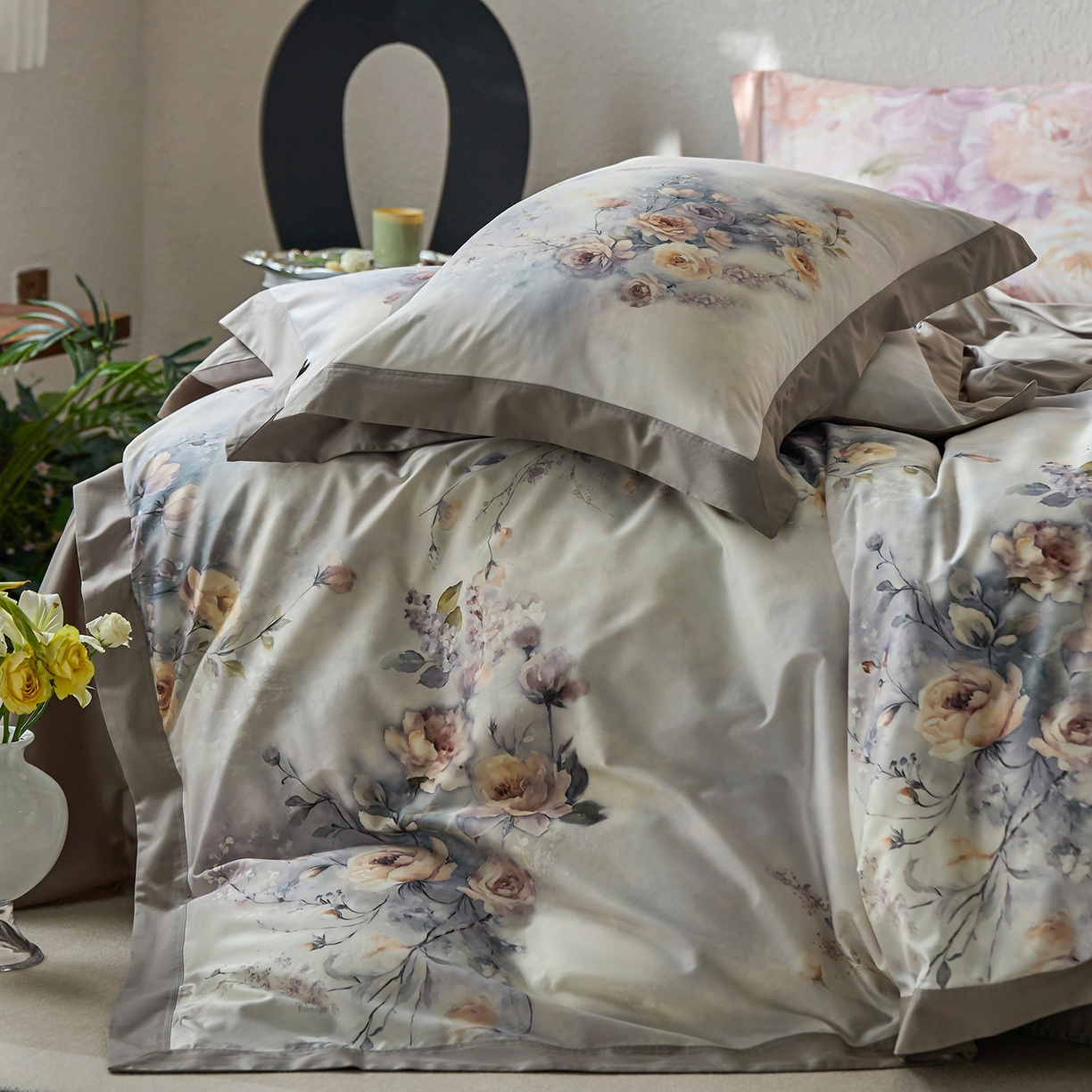 91家纺网 家纺一手货源 找家纺 轩和家居 2025新款70SA类轻奢长绒棉纯棉花四件套正品YKK拉链+精品做工 第一组 花间入梦