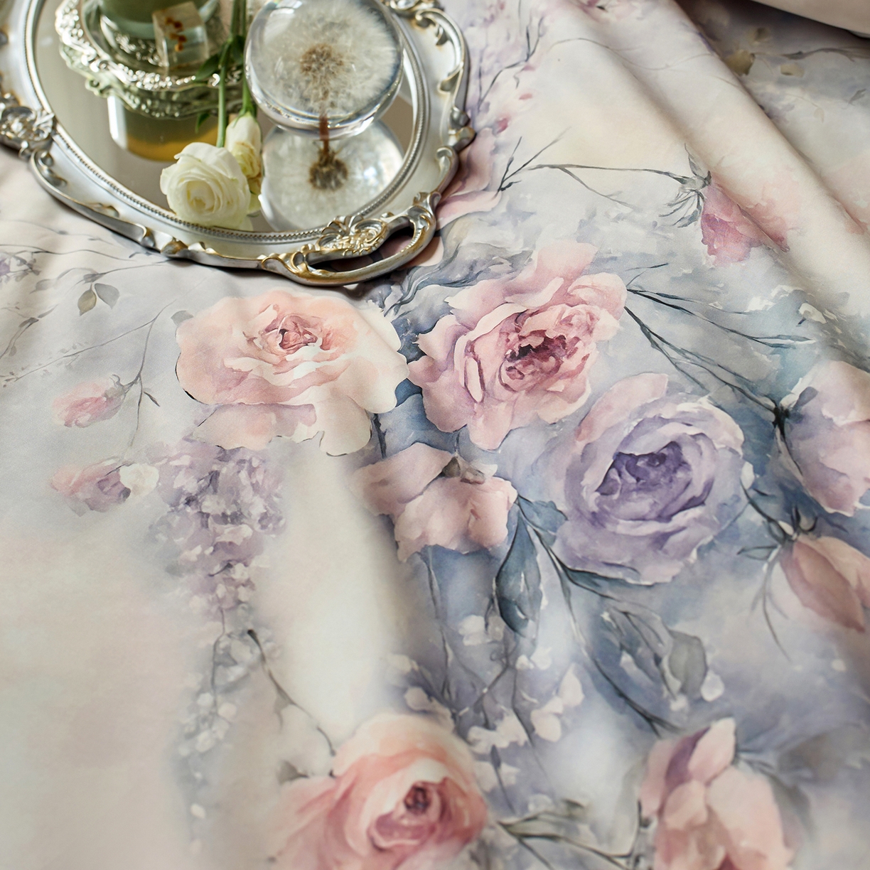 91家纺网 家纺一手货源 找家纺 轩和家居 2025新款70SA类轻奢长绒棉纯棉花四件套正品YKK拉链+精品做工 第一组 漫步花庭