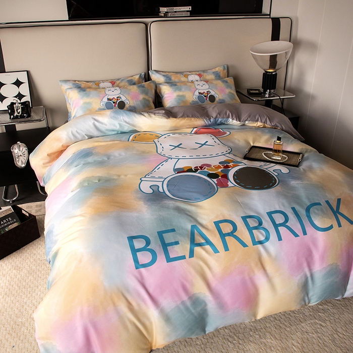 91家纺网 家纺一手货源 找家纺 摩卡（乐趣） 2025新款现代简约四季棉四季款四件套 七彩熊