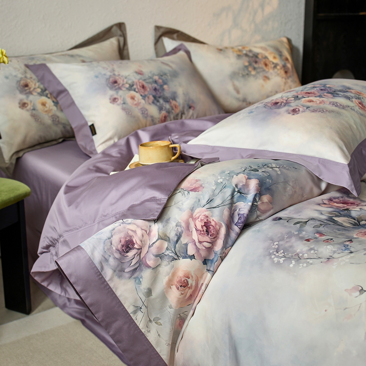 91家纺网 家纺一手货源 找家纺 轩和家居 2025新款70SA类轻奢长绒棉纯棉花四件套正品YKK拉链+精品做工 第一组 漫步花庭