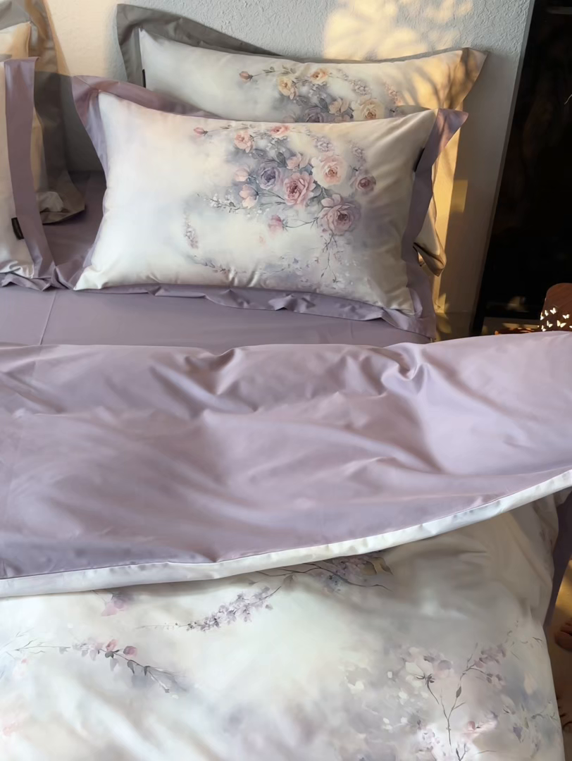 91家纺网 家纺一手货源 找家纺 轩和家居 2025新款70SA类轻奢长绒棉纯棉花四件套正品YKK拉链+精品做工 第一组 漫步花庭