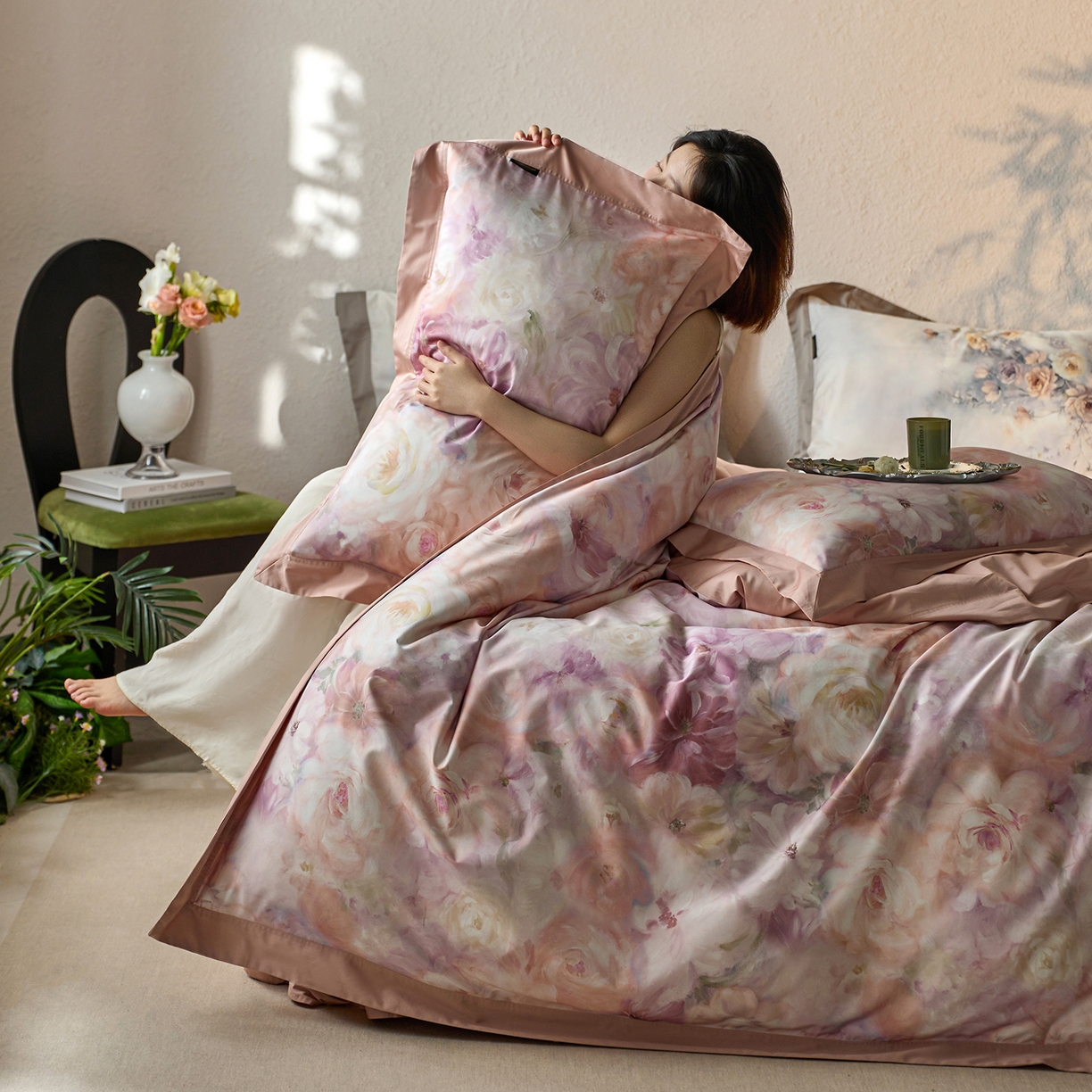 91家纺网 家纺一手货源 找家纺 轩和家居 2025新款70SA类轻奢长绒棉纯棉花四件套正品YKK拉链+精品做工 第一组 伊犁花甸