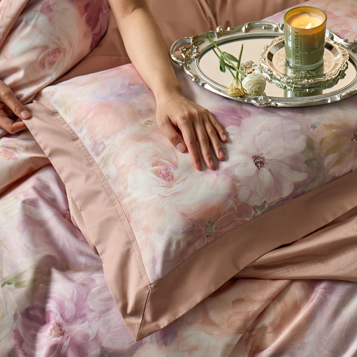 91家纺网 家纺一手货源 找家纺 轩和家居 2025新款70SA类轻奢长绒棉纯棉花四件套正品YKK拉链+精品做工 第一组 伊犁花甸