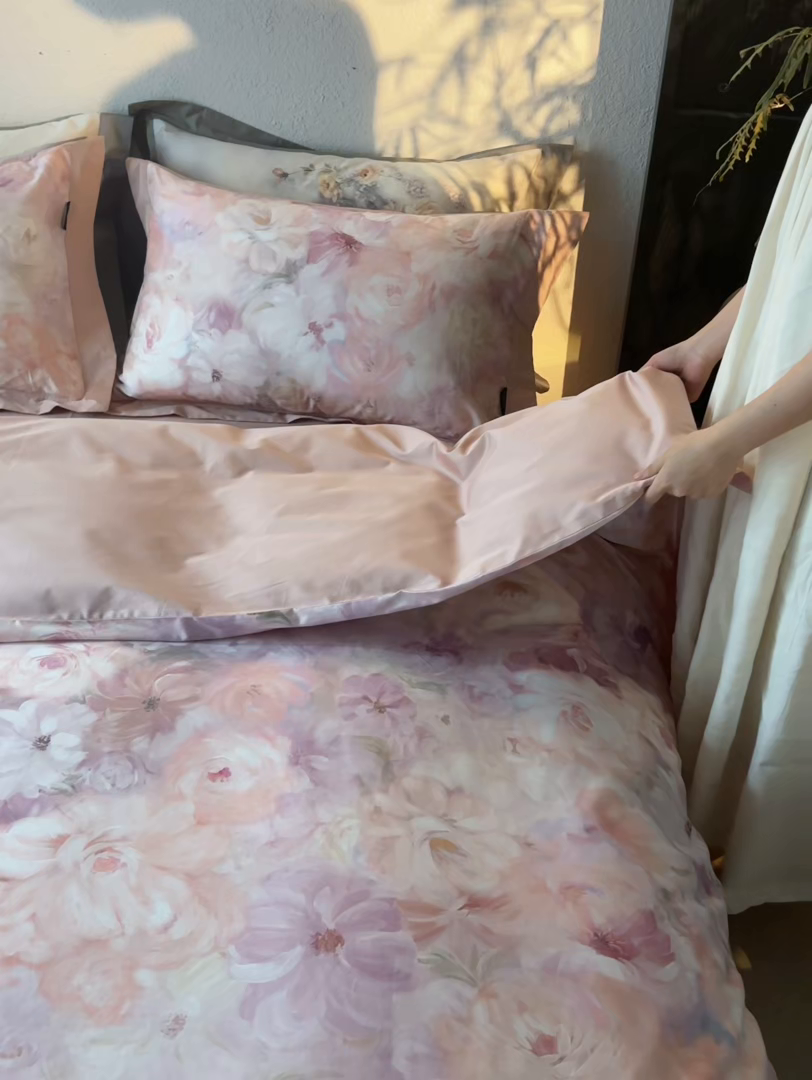 91家纺网 家纺一手货源 找家纺 轩和家居 2025新款70SA类轻奢长绒棉纯棉花四件套正品YKK拉链+精品做工 第一组 伊犁花甸