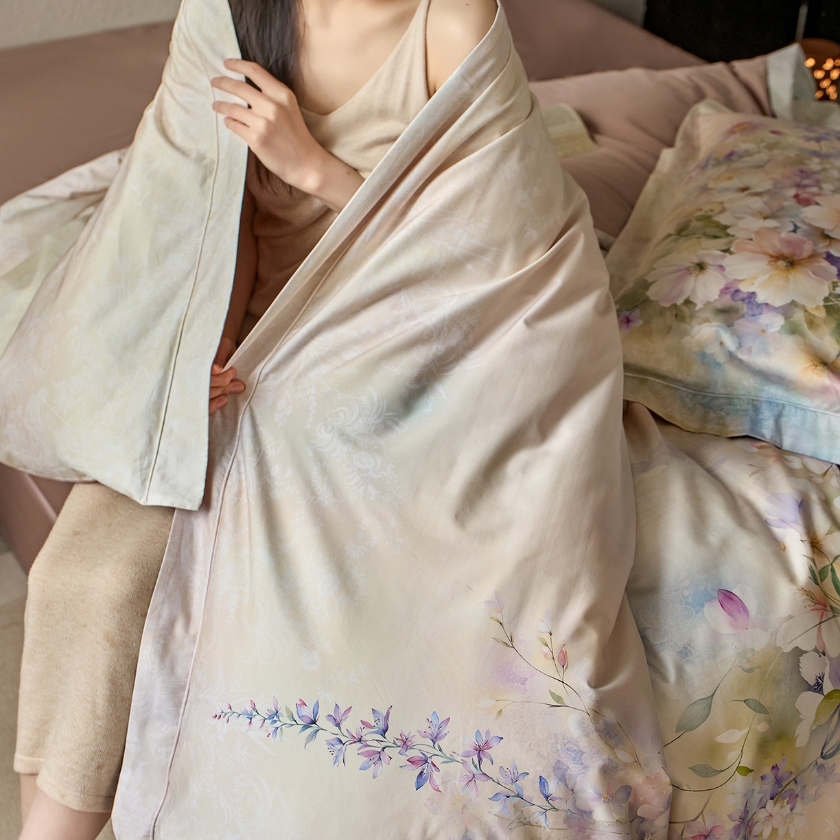 91家纺网 家纺一手货源 找家纺 轩和家居 2025新款70SA类轻奢长绒棉纯棉花四件套正品YKK拉链+精品做工 第一组 安娜花园