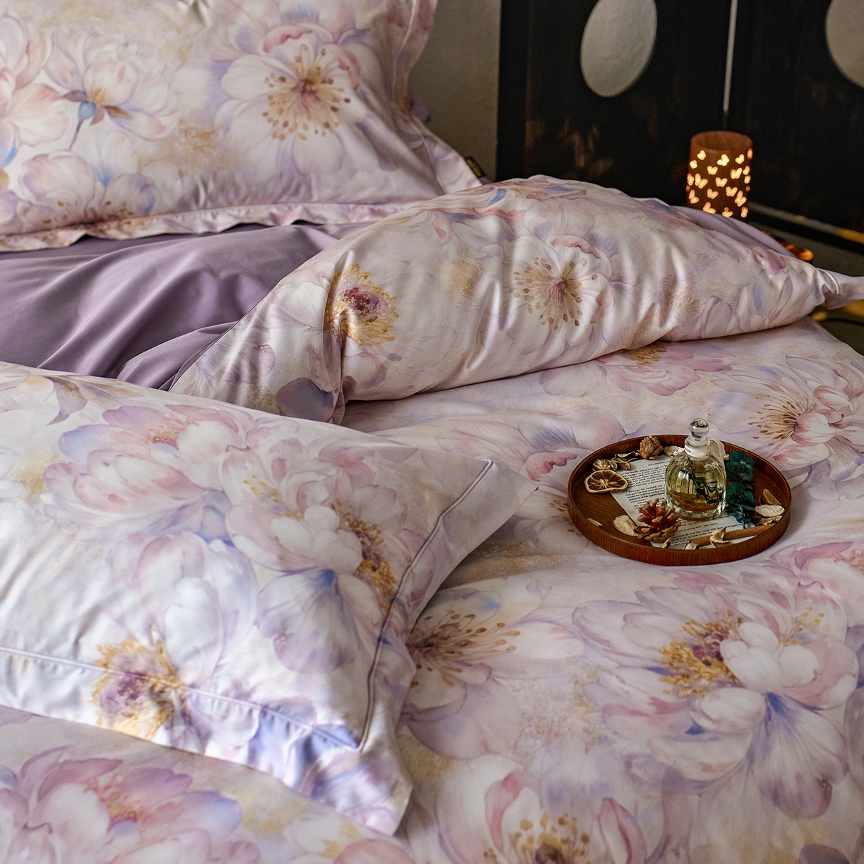 91家纺网 家纺一手货源 找家纺 轩和家居 2025新款70SA类轻奢长绒棉纯棉花四件套正品YKK拉链+精品做工 第一组 风吟花事