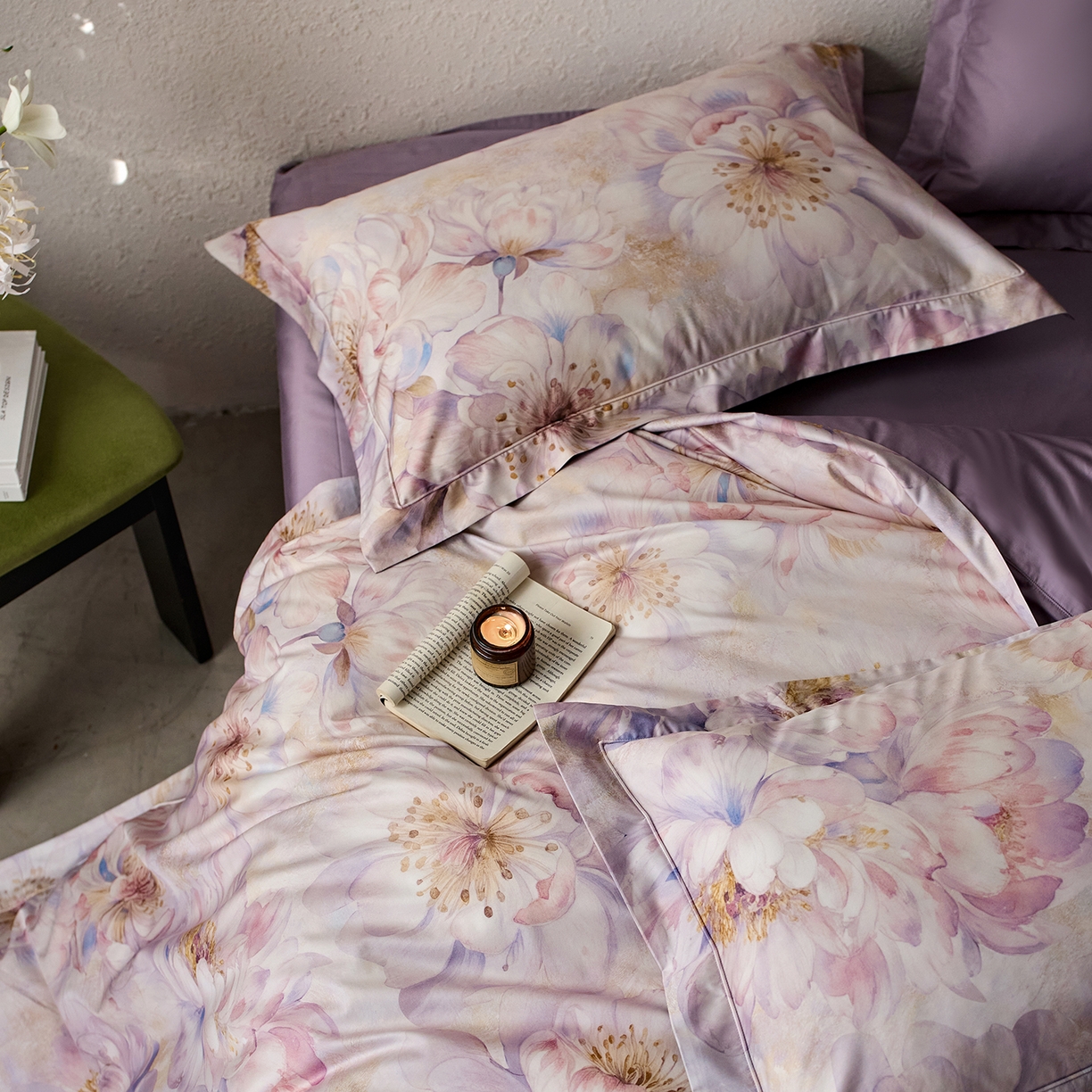 91家纺网 家纺一手货源 找家纺 轩和家居 2025新款70SA类轻奢长绒棉纯棉花四件套正品YKK拉链+精品做工 第一组 风吟花事