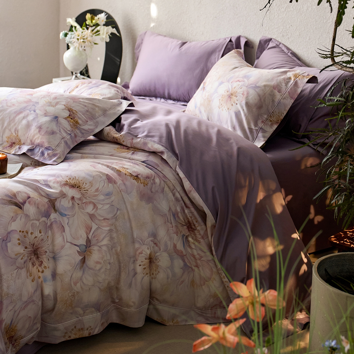 91家纺网 家纺一手货源 找家纺 轩和家居 2025新款70SA类轻奢长绒棉纯棉花四件套正品YKK拉链+精品做工 第一组 风吟花事