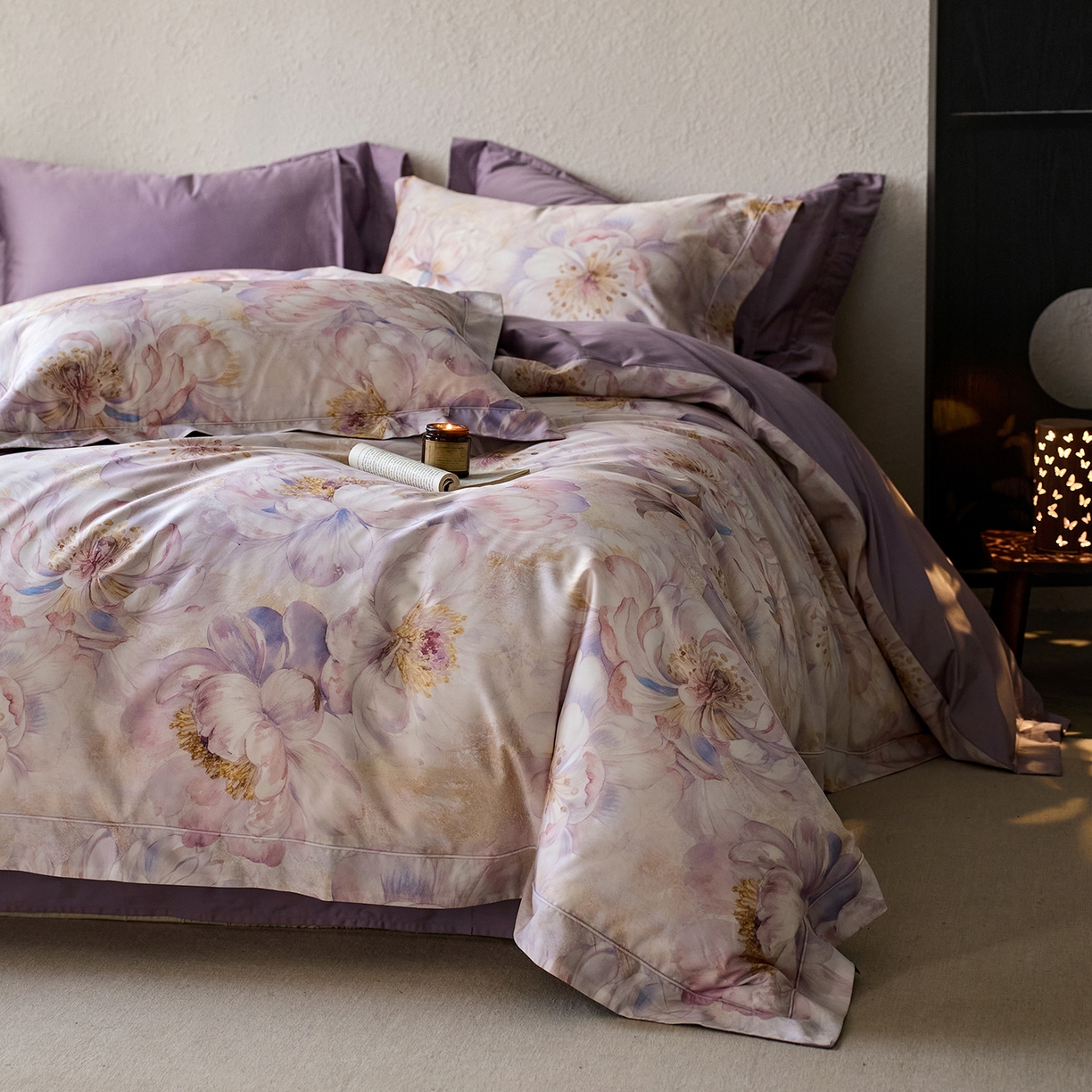 91家纺网 家纺一手货源 找家纺 轩和家居 2025新款70SA类轻奢长绒棉纯棉花四件套正品YKK拉链+精品做工 第一组 风吟花事