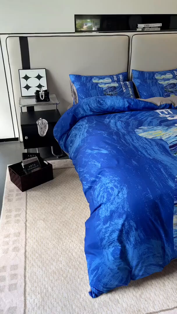 91家纺网 家纺一手货源 找家纺 摩卡（乐趣） 2025新款现代简约四季棉四季款四件套 星空