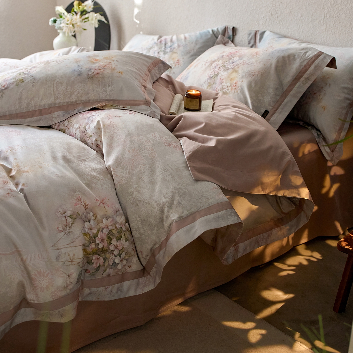 91家纺网 家纺一手货源 找家纺 轩和家居 2025新款70SA类轻奢长绒棉纯棉花四件套正品YKK拉链+精品做工 第一组 花序诗人