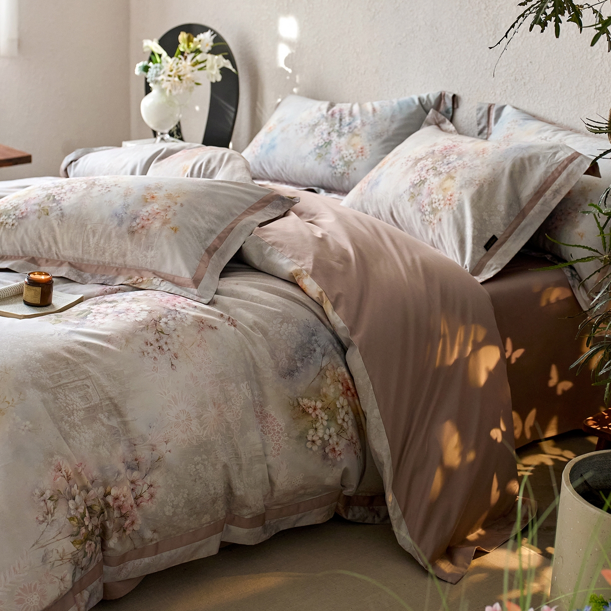 91家纺网 家纺一手货源 找家纺 轩和家居 2025新款70SA类轻奢长绒棉纯棉花四件套正品YKK拉链+精品做工 第一组 花序诗人