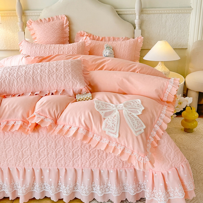 91家纺网 家纺一手货源 找家纺 （总）后庭寝室 2025新款法式公主风亲肤床盖四件套-蝶恋系列