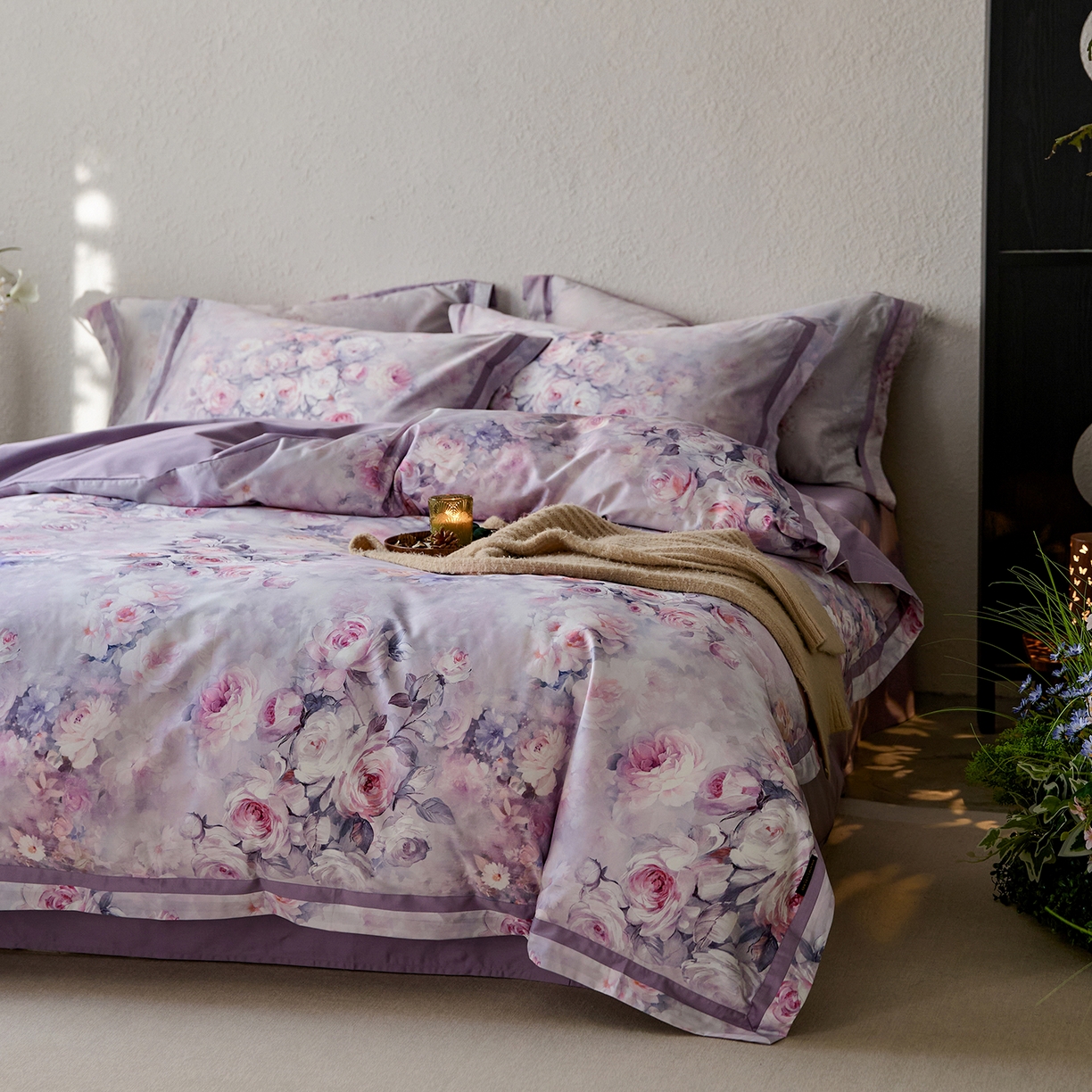 91家纺网 家纺一手货源 找家纺 轩和家居 2025新款70SA类轻奢长绒棉纯棉花四件套正品YKK拉链+精品做工 第一组 花园梦境