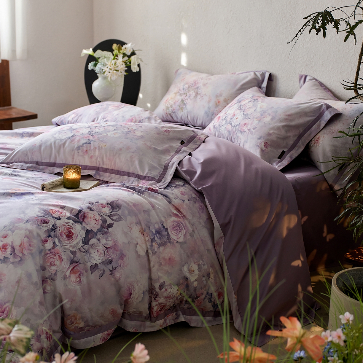 91家纺网 家纺一手货源 找家纺 轩和家居 2025新款70SA类轻奢长绒棉纯棉花四件套正品YKK拉链+精品做工 第一组 花园梦境