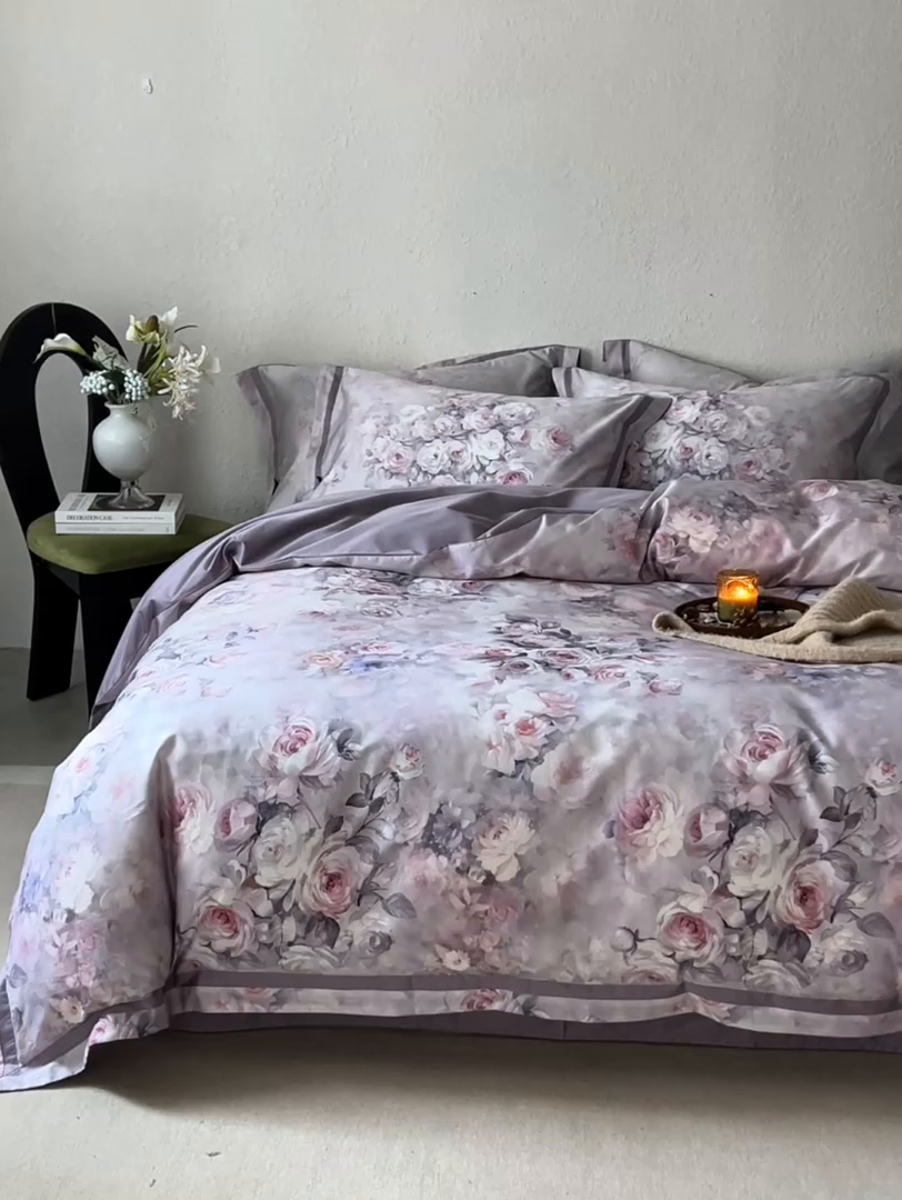 91家纺网 家纺一手货源 找家纺 轩和家居 2025新款70SA类轻奢长绒棉纯棉花四件套正品YKK拉链+精品做工 第一组 花园梦境