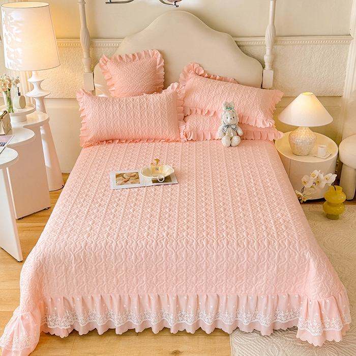 91家纺网 家纺一手货源 找家纺 （总）后庭寝室 2025新款法式公主风亲肤床盖四件套-蝶恋系列