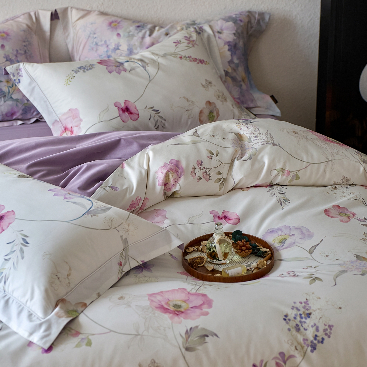 91家纺网 家纺一手货源 找家纺 轩和家居 2025新款70SA类轻奢长绒棉纯棉花四件套正品YKK拉链+精品做工 第一组 简素花时