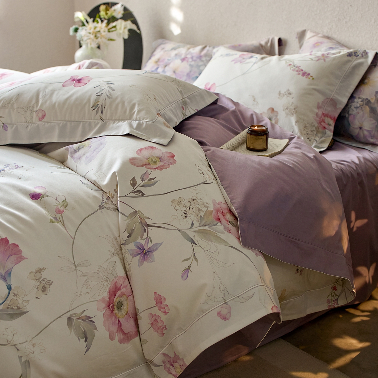 91家纺网 家纺一手货源 找家纺 轩和家居 2025新款70SA类轻奢长绒棉纯棉花四件套正品YKK拉链+精品做工 第一组 简素花时