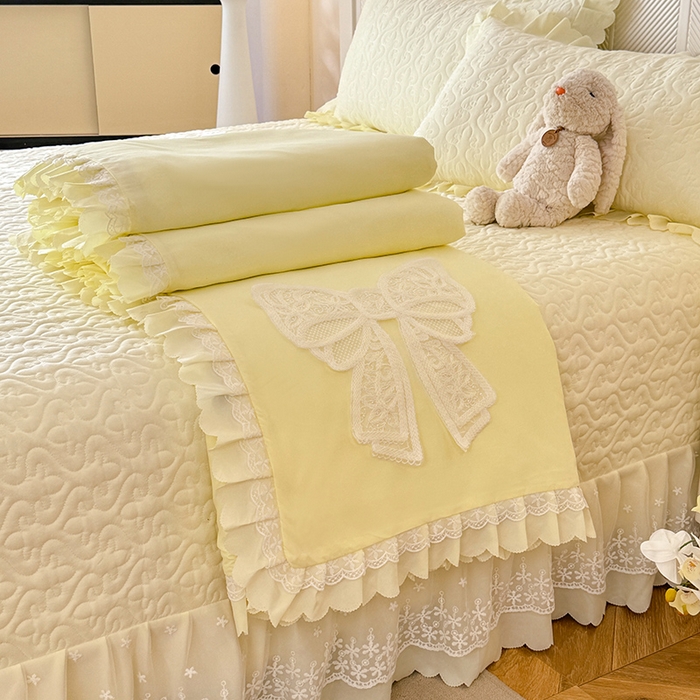 91家纺网 家纺一手货源 找家纺 （总）后庭寝室 2025新款法式公主风亲肤床盖四件套-蝶恋系列