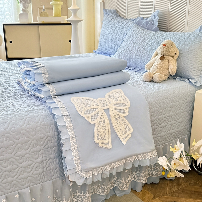 91家纺网 家纺一手货源 找家纺 （总）后庭寝室 2025新款法式公主风亲肤床盖四件套-蝶恋系列