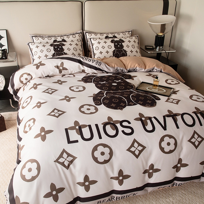 91家纺网 家纺一手货源 找家纺 摩卡（乐趣） 2025新款现代简约四季棉四季款四件套 熊仔咖