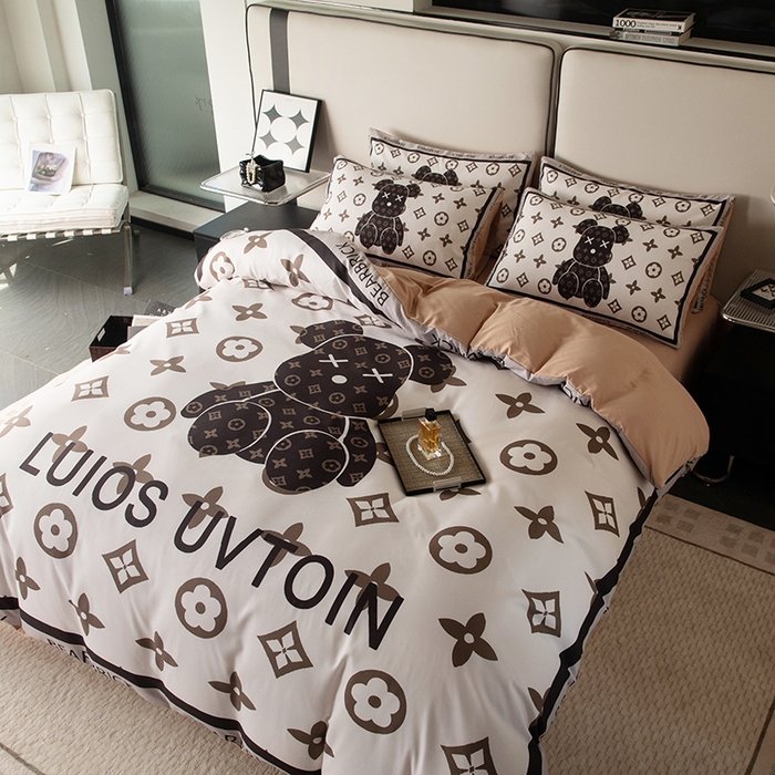 91家纺网 家纺一手货源 找家纺 摩卡（乐趣） 2025新款现代简约四季棉四季款四件套 熊仔咖