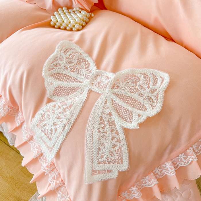 91家纺网 家纺一手货源 找家纺 后庭寝室 2025新款法式公主风亲肤床盖四件套-蝶恋系列 蝶恋-玉色