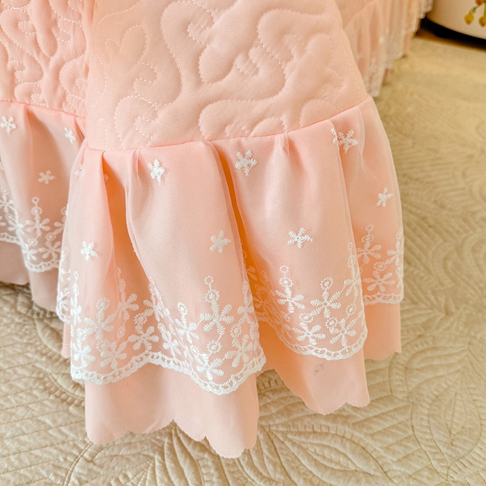 91家纺网 家纺一手货源 找家纺 后庭寝室 2025新款法式公主风亲肤床盖四件套-蝶恋系列 蝶恋-玉色