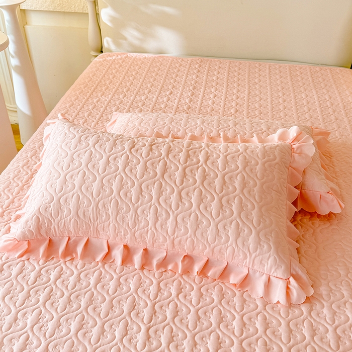 91家纺网 家纺一手货源 找家纺 后庭寝室 2025新款法式公主风亲肤床盖四件套-蝶恋系列 蝶恋-玉色