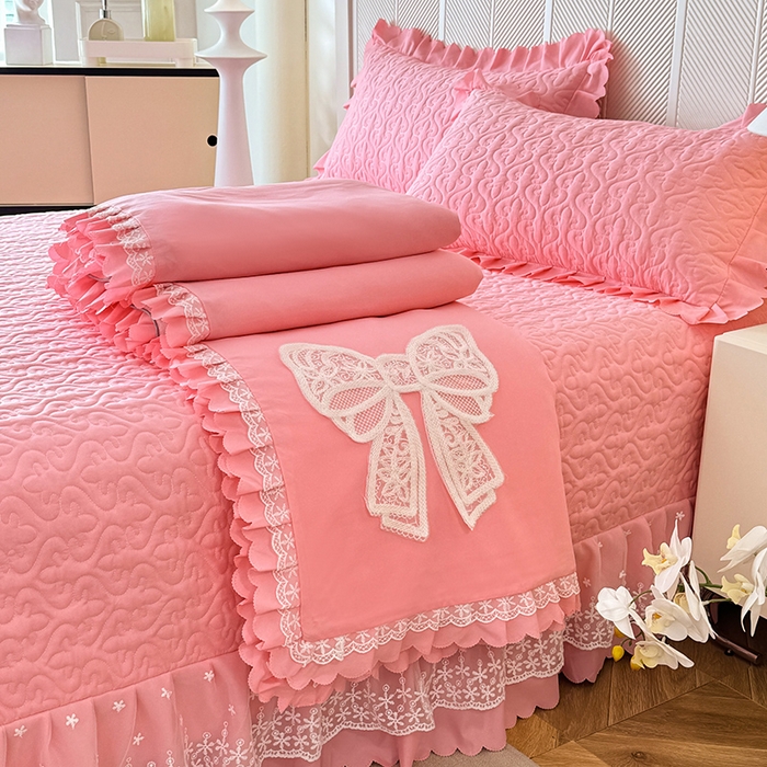 后庭寝室 2025新款法式公主风亲肤床盖四件套-蝶恋系列 蝶恋-粉玉